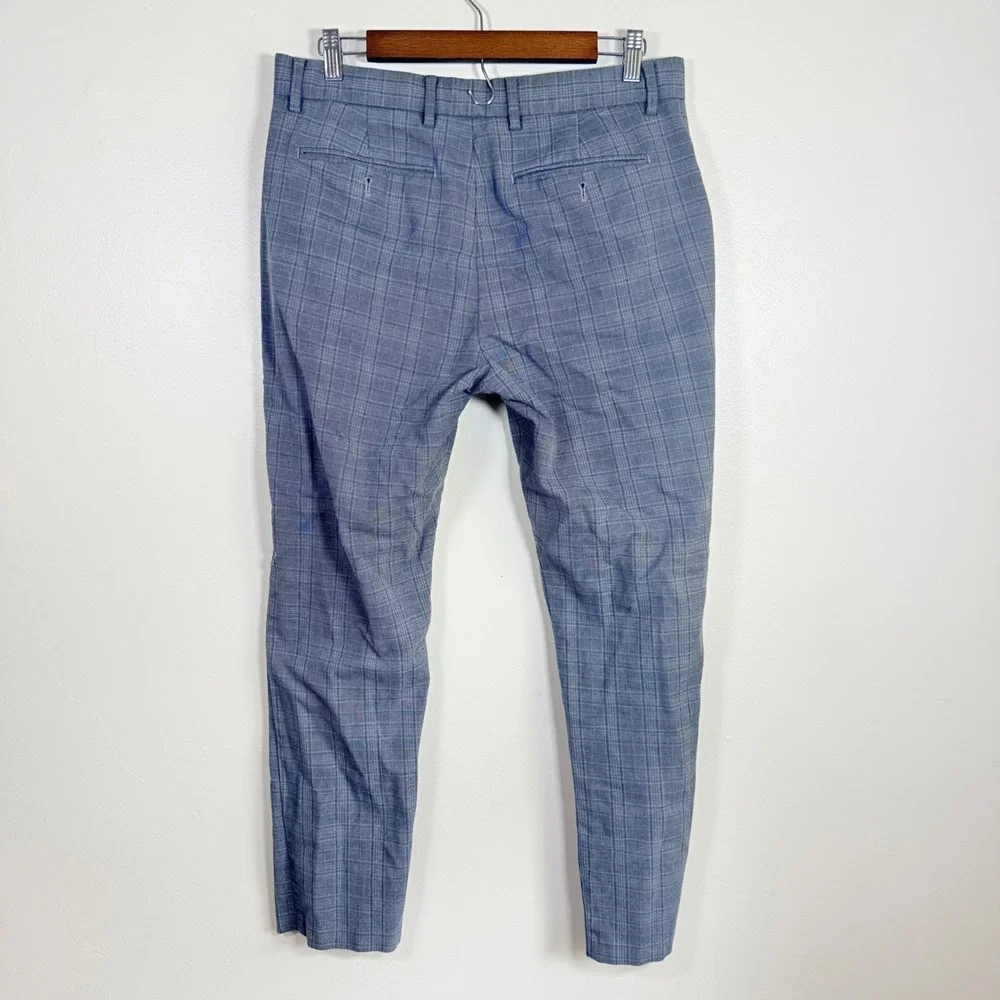 Banana Republic Slim-Tapered Fit Plaid Dress Pants Size 32x32 Gray